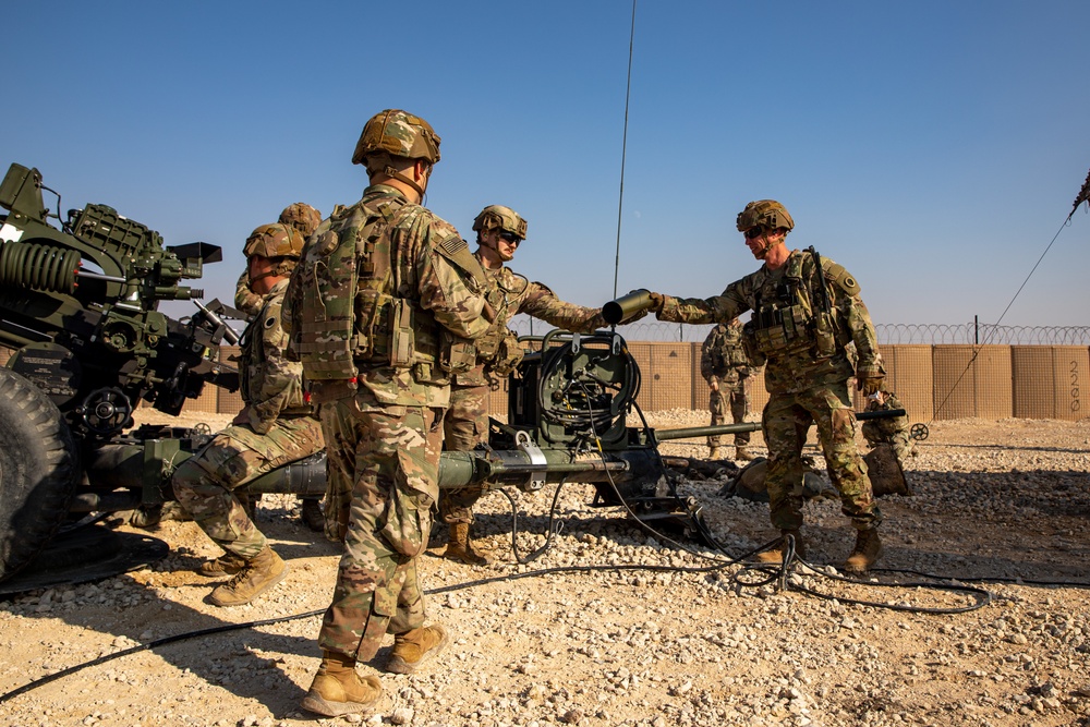 Bravo Battery, 1st Battalion, 134th Field Artillery Regiment, 37th Infantry Brigade Combat Team, conduct M119 Howitzer operational rehearsal exercise