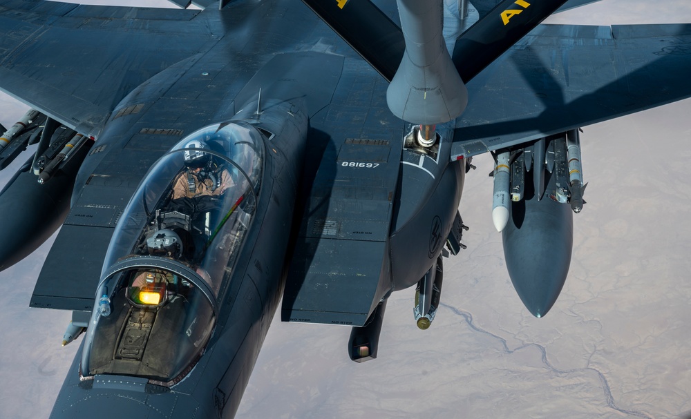 F-15s fly high with KC-135