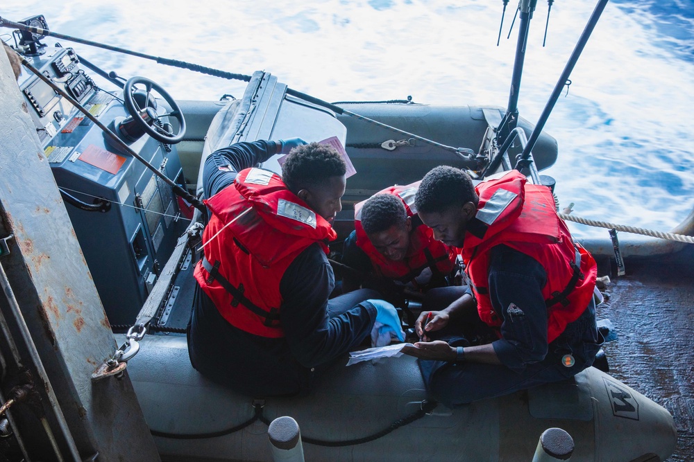 Sailors Perform Maintenance on RHIB