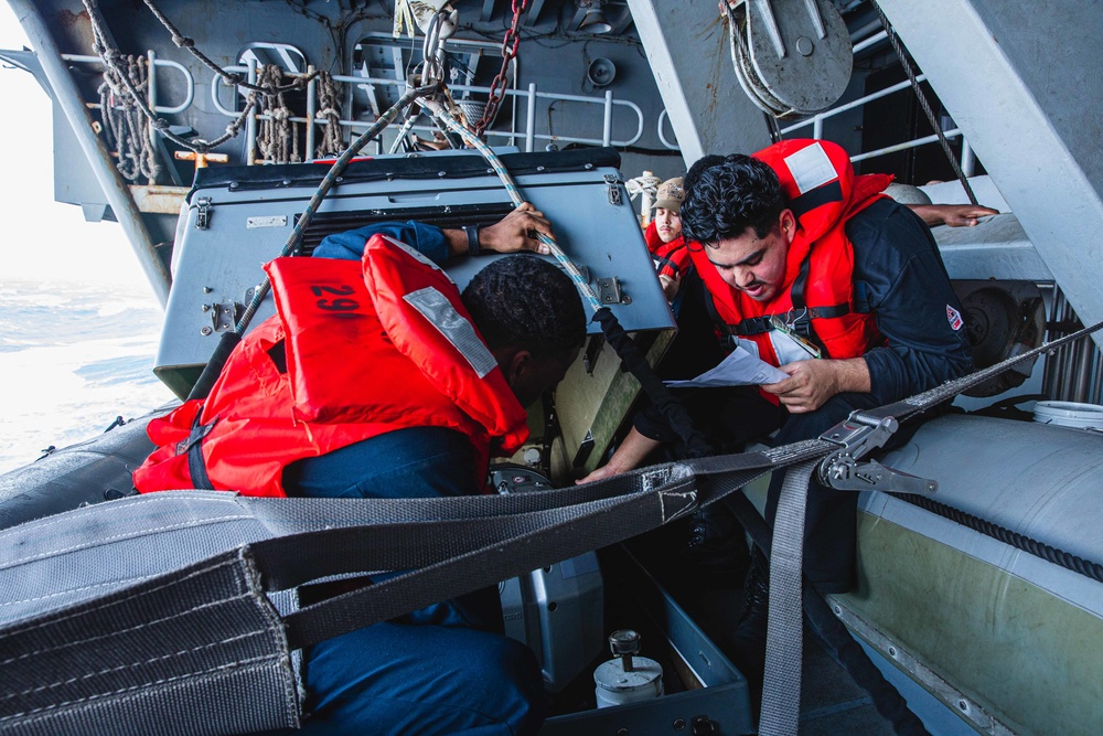 Sailors Perform Maintenance on RHIB