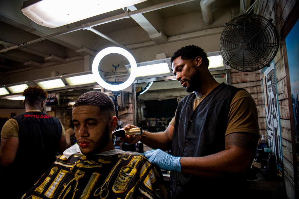 U.S. Navy Sailor Cuts Hair