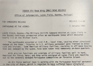The American Help During the 1980 Earthquake in Terceira Island, Azores