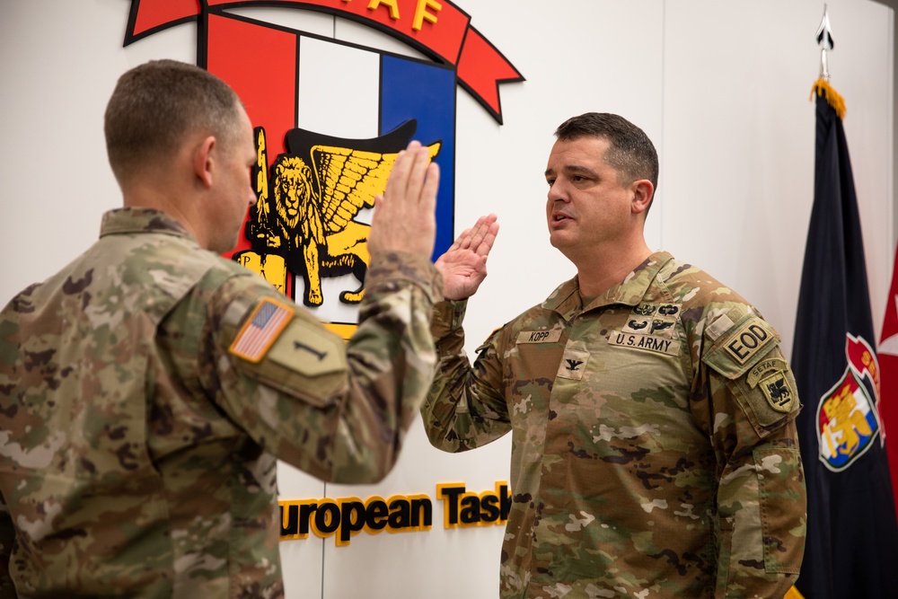Lt. Col. Kopp gets frocked to Colonel on Caserma Del Din