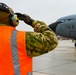 Crew Chief From the 191st AMXS Marshals to the Flight Line a KC-135