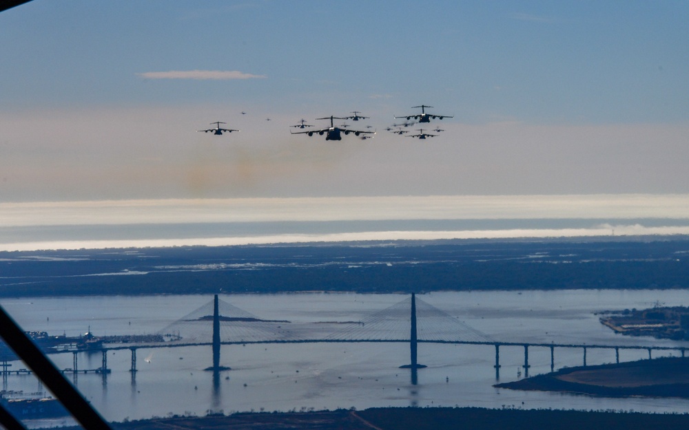 JB Charleston launches 24 C-17s, demonstrates warfighting capabilities during mission generation exercise