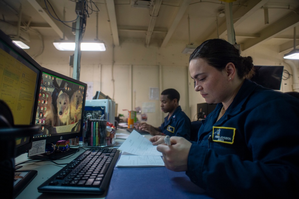 U.S. Navy Sailor Processes New Check-Ins