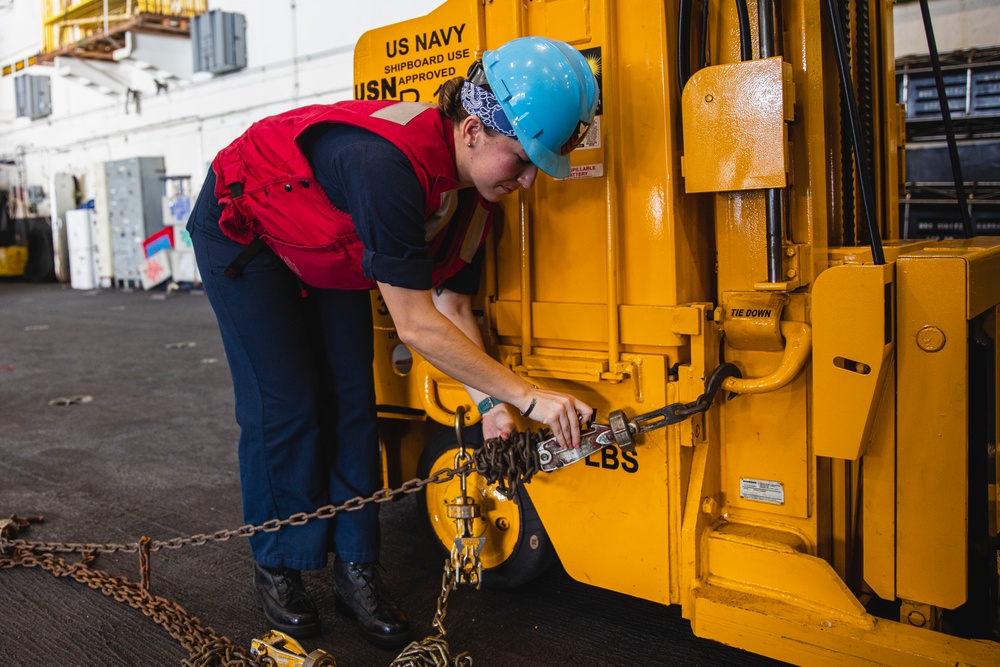 Sailor Unchains A Forklift