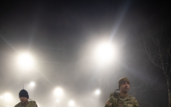 Soldiers assigned to U.S. Army Southern European Task Force, Africa (SETAF-AF), participate in a 5k ruck march during the Lions Legacy