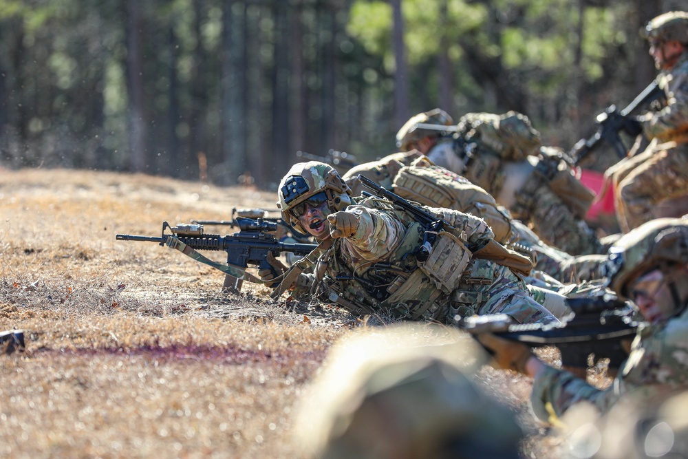 Advisors from 2nd Security Force Assistance Brigade practice react to contact battle drill