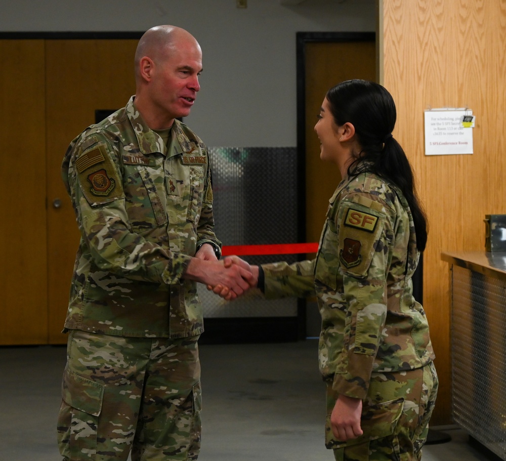 Maj. Gen. Lutton and Chief Master Sgt. Gamez Visit Minot Air Force Base
