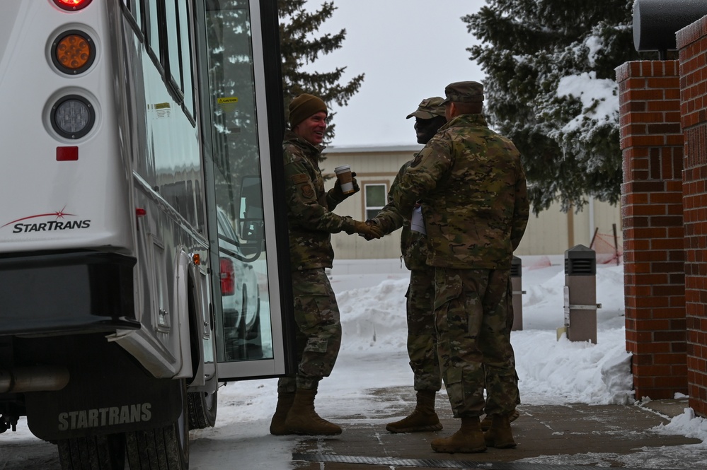 Maj. Gen. Mike Lutton and Chief Master Sgt. Gamez visit Minot Air Force Base