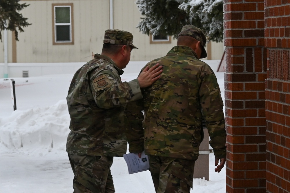 Maj. Gen Lutton and Chief Master Sgt. Gamez visit Minot Air Force Base