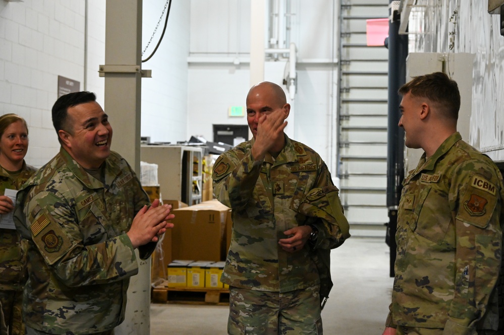 Maj. Gen Lutton and Chief Master Sgt. Gamez visit Minot Air Force Base