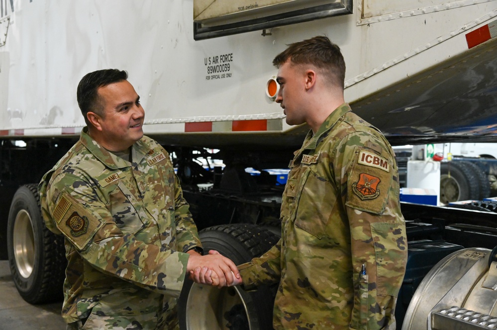 Maj. Gen Lutton and Chief Master Sgt. Gamez visit Minot Air Force Base