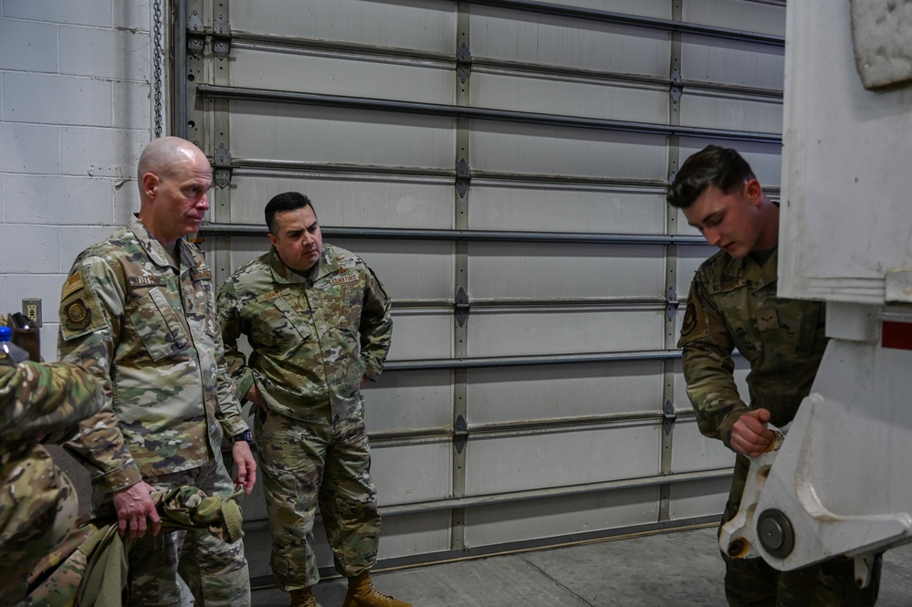 Maj. Gen Lutton and Chief Master Sgt. Gamez visit Minot Air Force Base