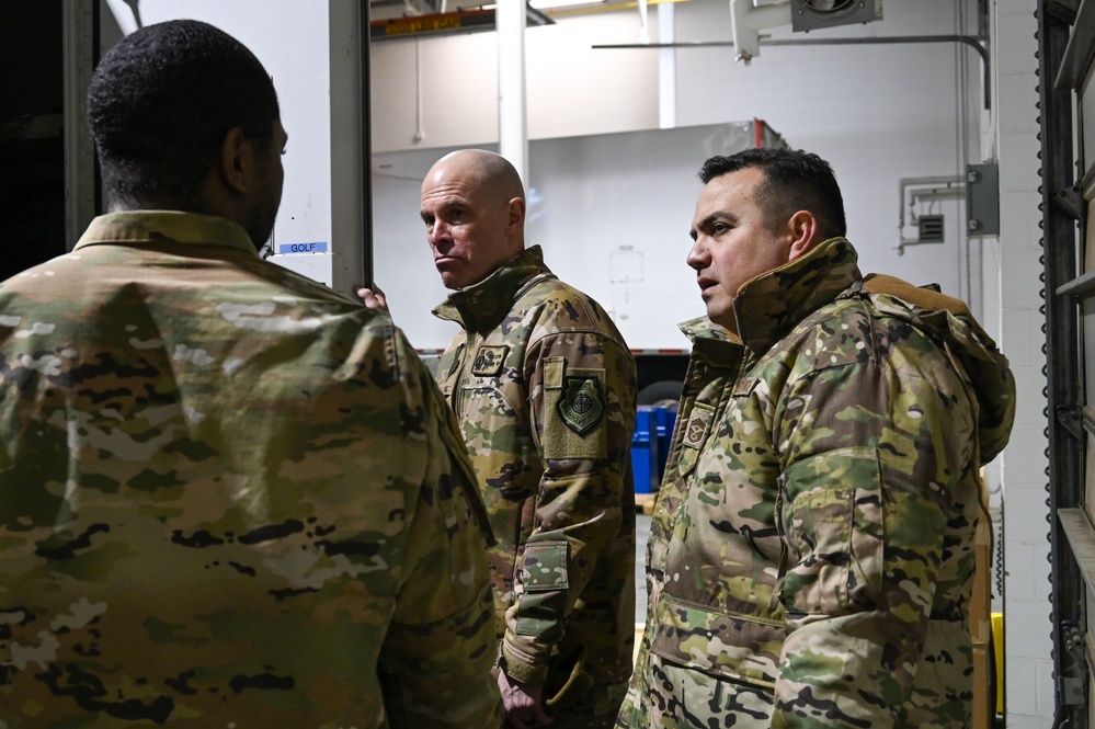 Maj. Gen Lutton and Chief Master Sgt. Gamez visit Minot Air Force Base