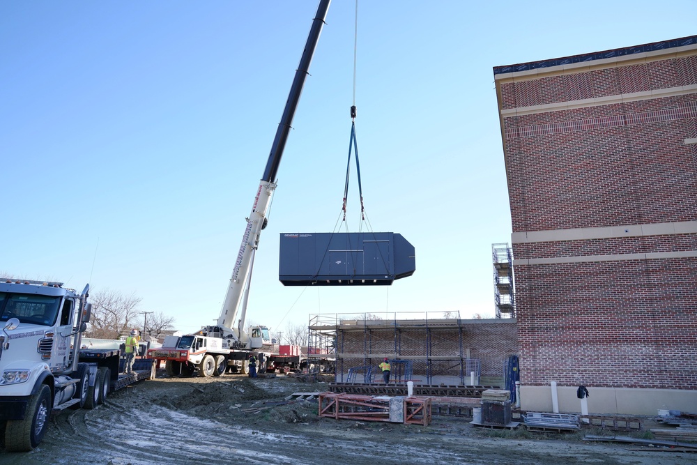 Generator Crane Lift at Quantico Wargaming and Analysis Center