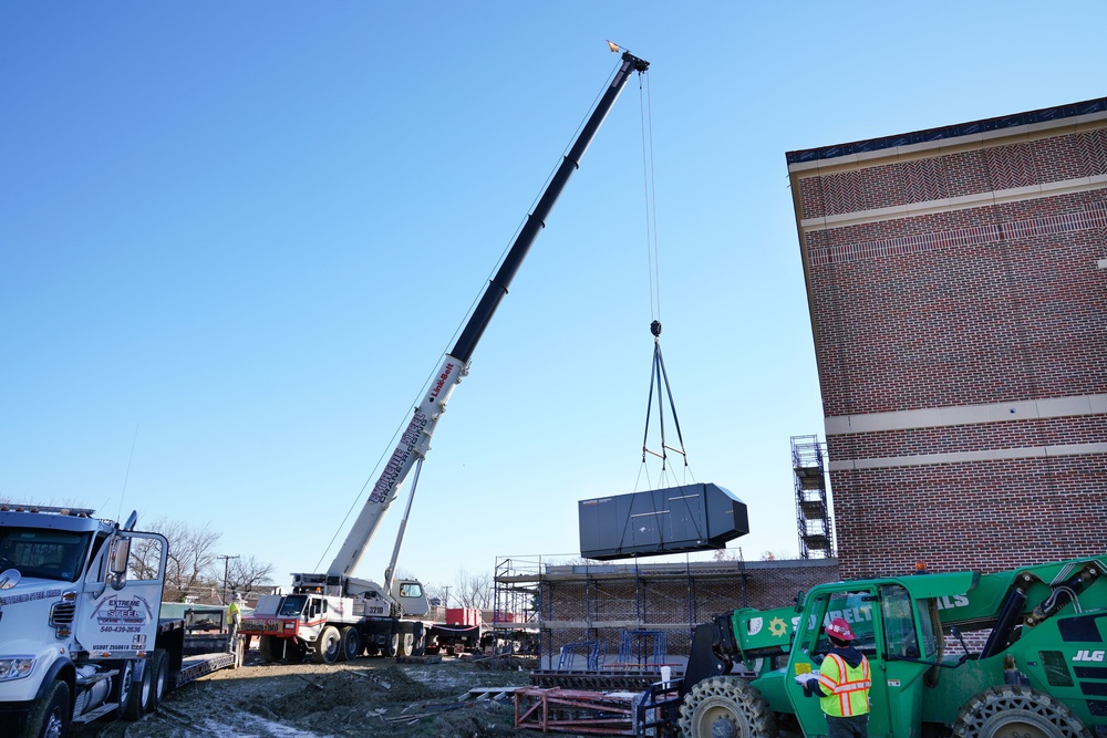 Generator Crane Lift at Quantico Wargaming and Analysis Center