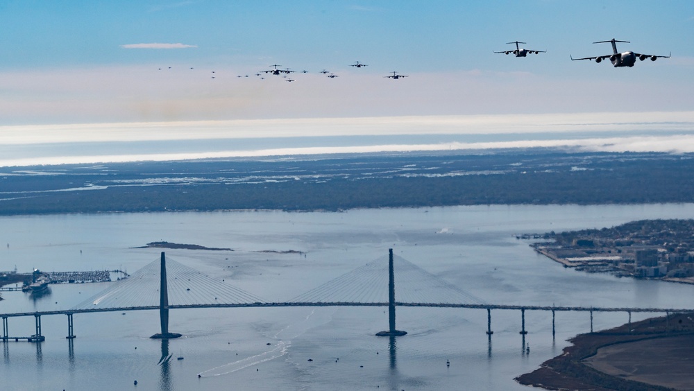 JB Charleston launches 24 C-17s, demonstrates warfighting capabilities during mission generation exercise