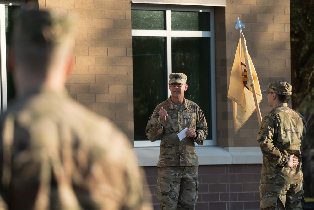 U.S. Army Reserve Soldiers report to the 143d Expeditionary Sustainment Command headquarters