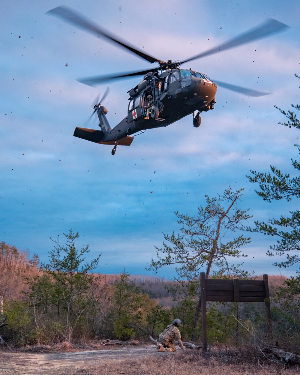 Tennessee National Guard helicopter crew conducts a hoist rescue