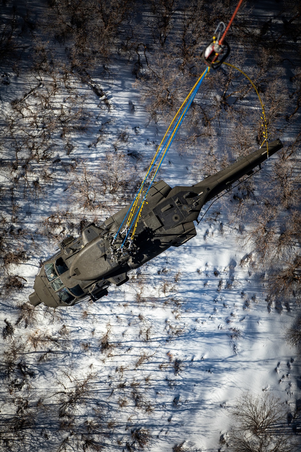 UH-60 &quot;Black hawk&quot; from the Utah Army National Guard flown over a Utah Ski resort by a CH-47 &quot;Chinook from the Nevada Army National Guard as a collaboration between states to recover two downed aircrafts March 4,2022