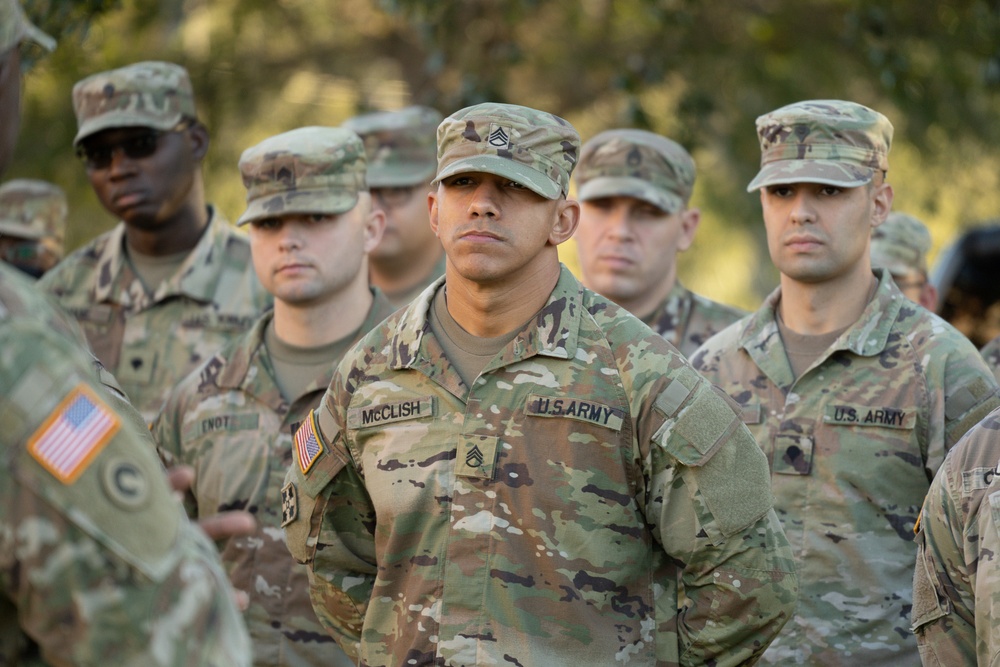 U.S. Army Reserve Soldiers report to the 143d Expeditionary Sustainment Command headquarters