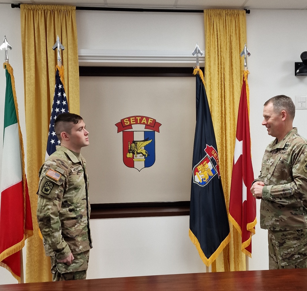 Son of SETAF-AF inspector general makes father proud