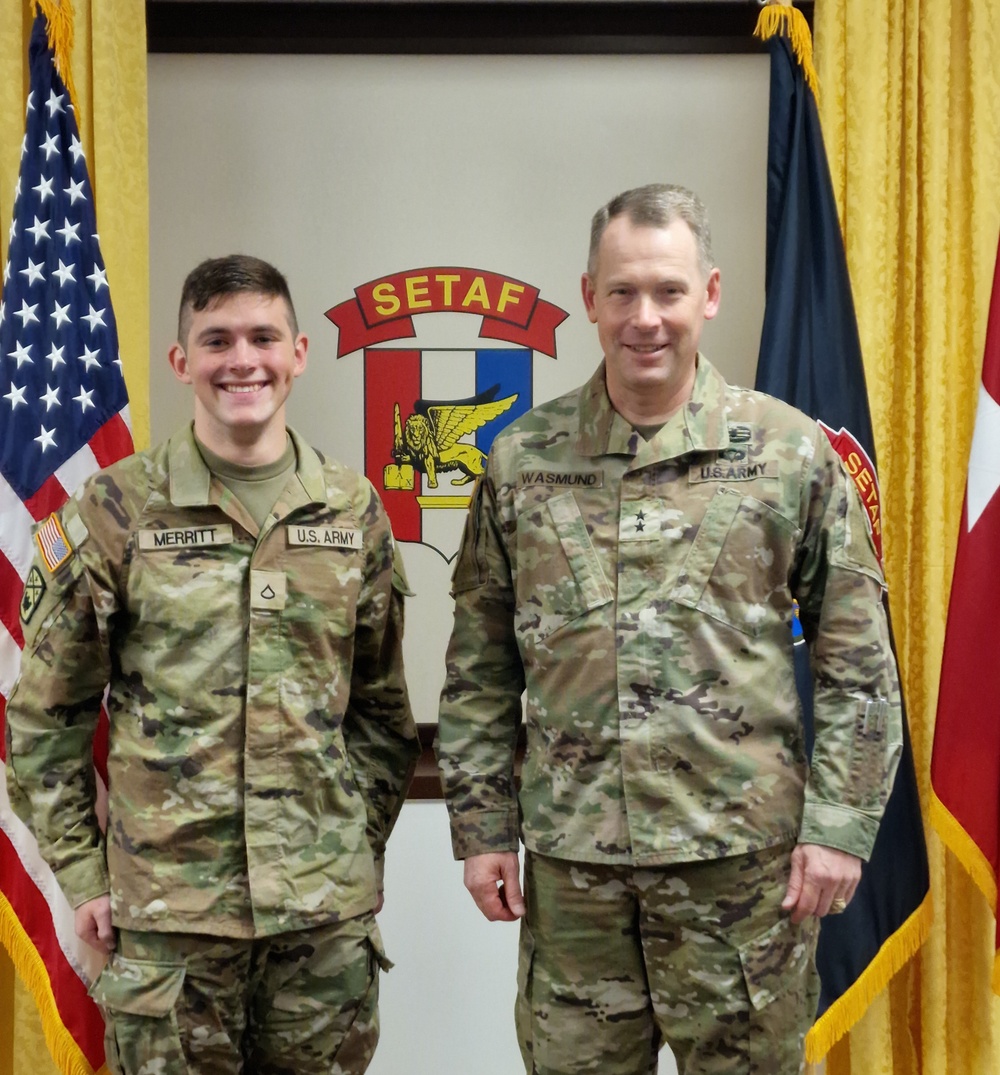 Son of SETAF-AF inspector general makes father proud