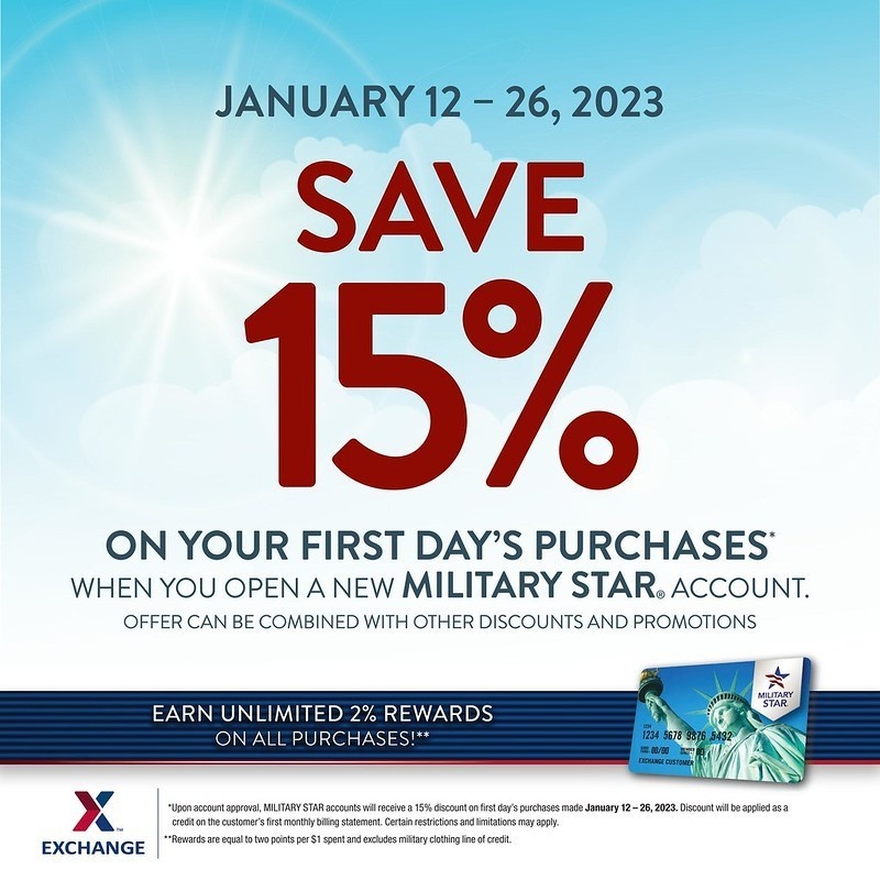 Start the New Year with Savings: New MILITARY STAR Accountholders Save 15% on First-Day Purchases from Jan. 12 to 26