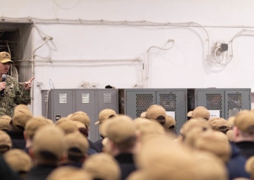 USS Bataan Holds All Hands Call