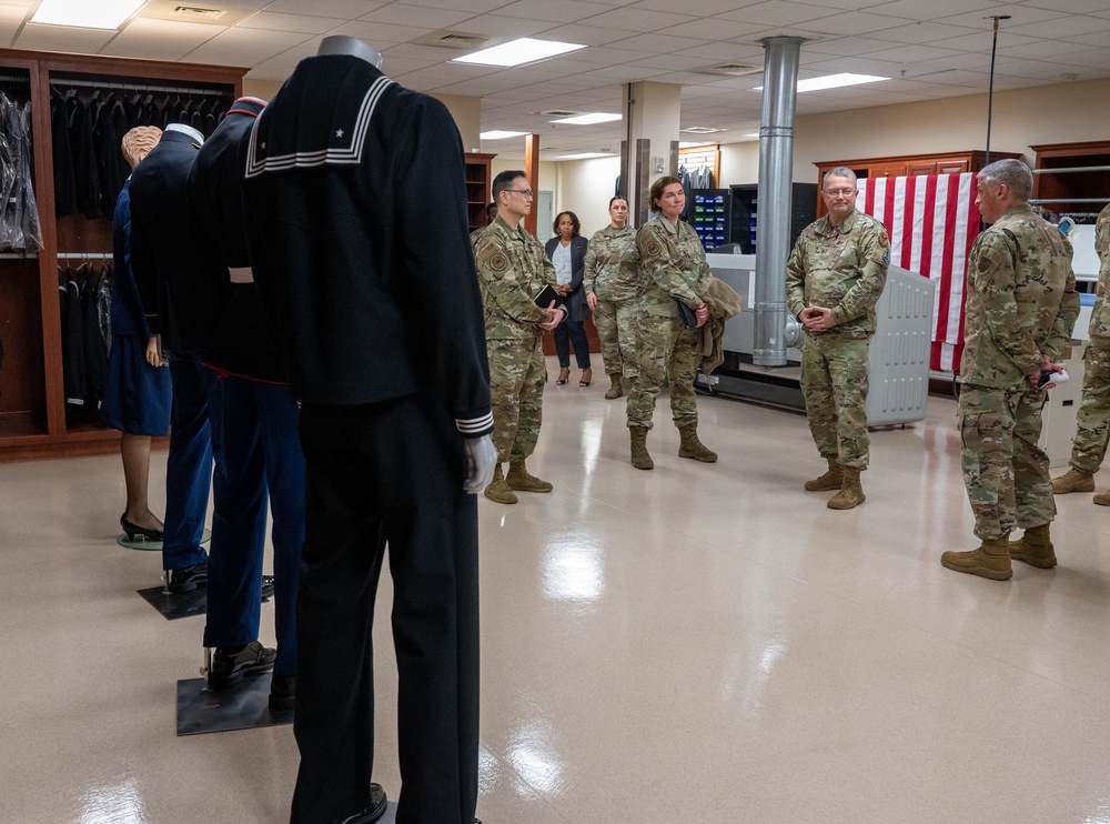 Chaplain (Maj. Gen.) Randall Kitchens and Chief Master Sgt. Sadie Chambers visit Air Force Mortuary Affairs Operations