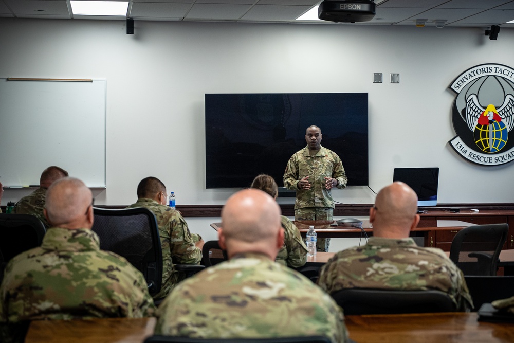 Chief Master Seargeant of the Air National Guard, Maurice L. Williams, visits the 129th Rescue Wing, Moffett Air National Guard Base