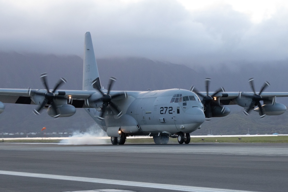 Marine Aerial Refueler Transport Squadron 153 KC-130J Arrival