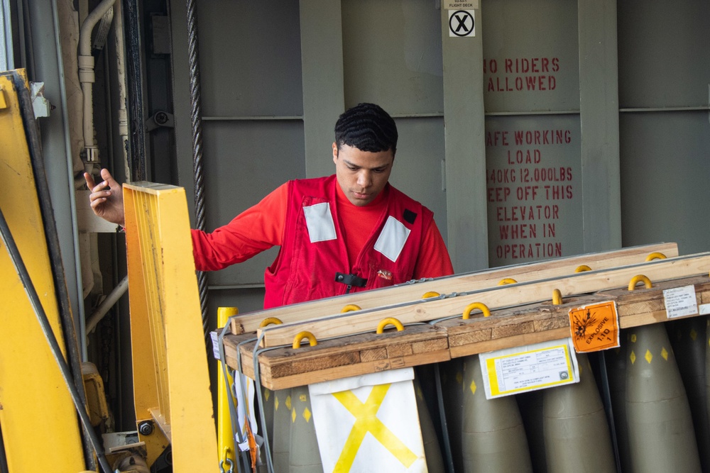 USS America (LHA 6) Conducts Ammunition Onload
