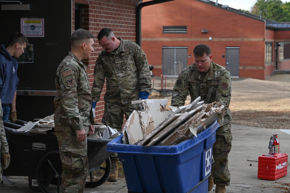 Team Little Rock Airmen Remove Storm Damaged Materials From Building