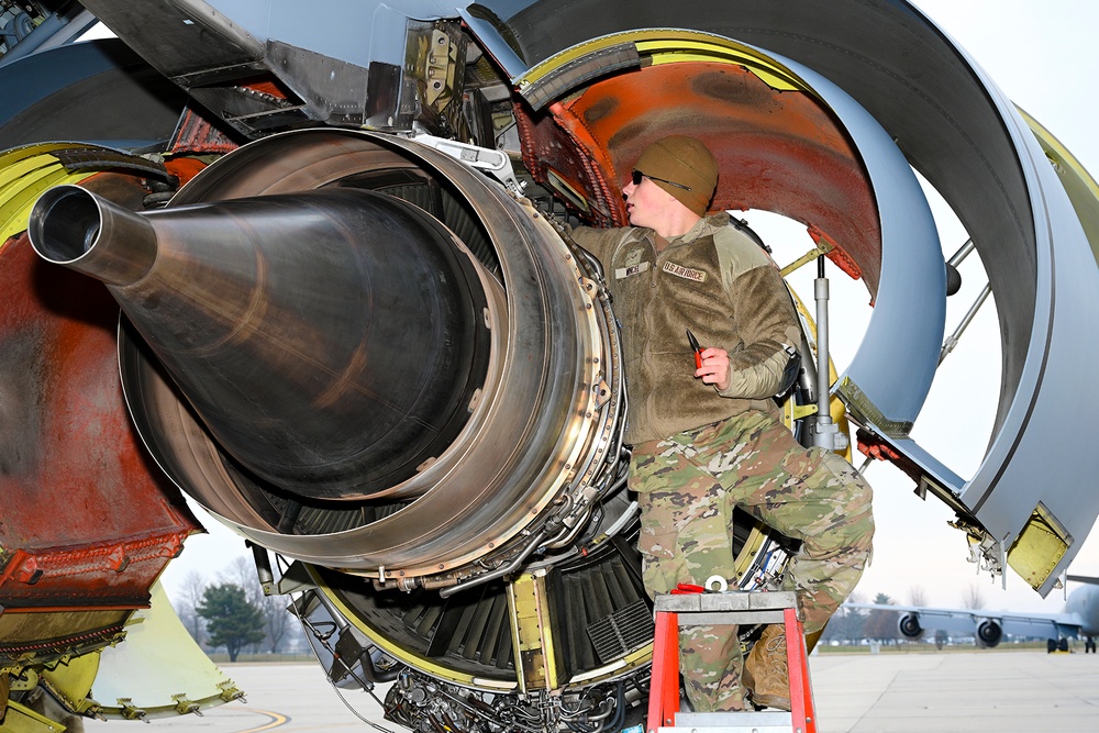 Maintainers Maintain the KC-135 at Selfridge