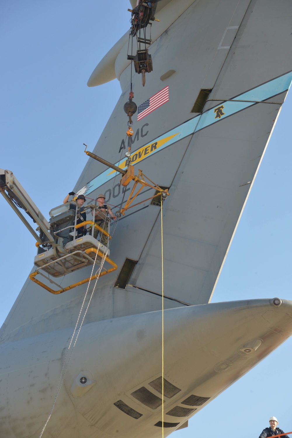 NMCB 11 Crane Operators work with 436th Maintenance Squadron