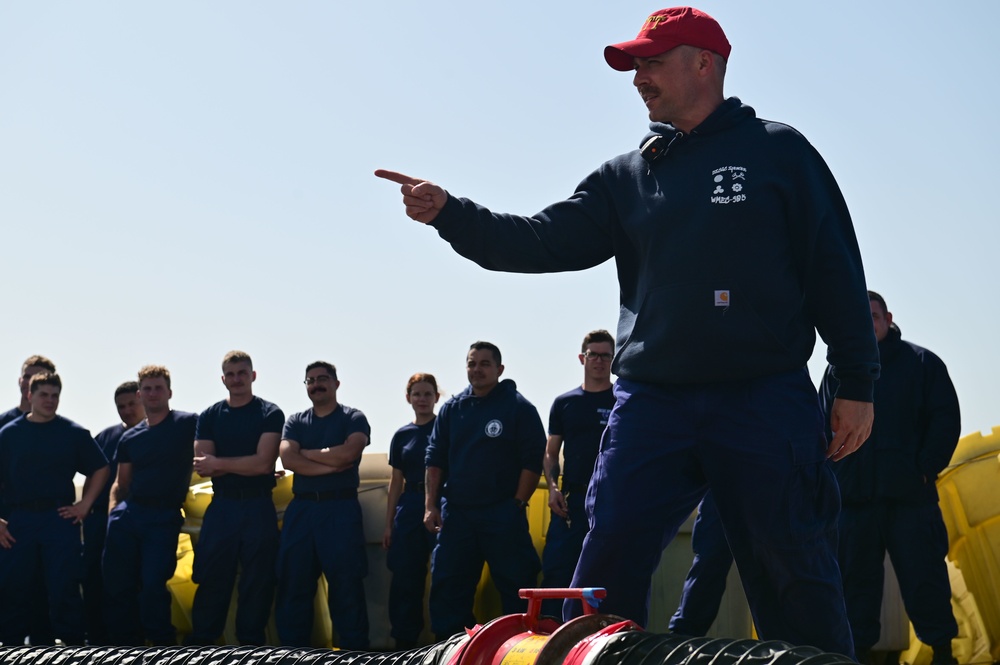 USCGC Spencer (WMEC 905) runs a drill