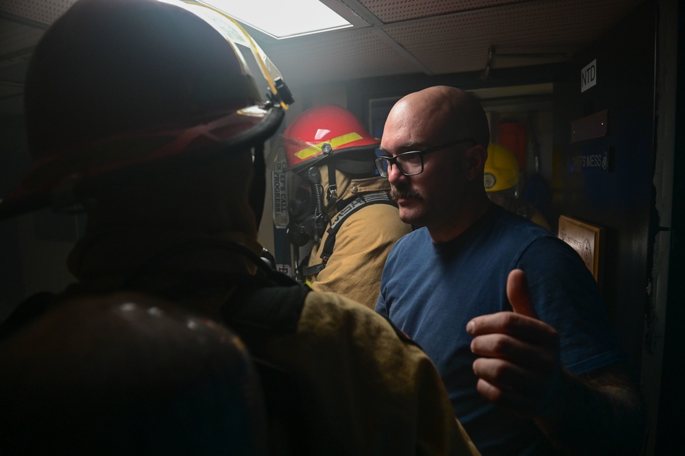 USCGC Spencer (WMEC 905) runs a drill