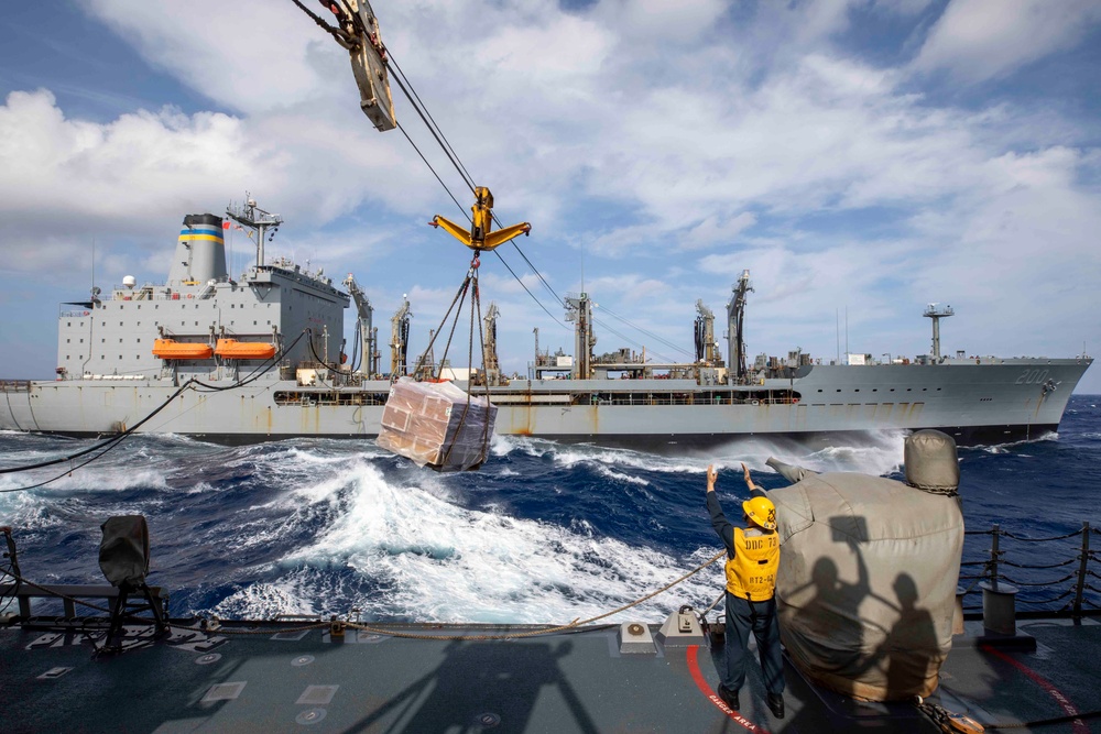 Decatur Replenishment at Sea with USNS Guadalupe