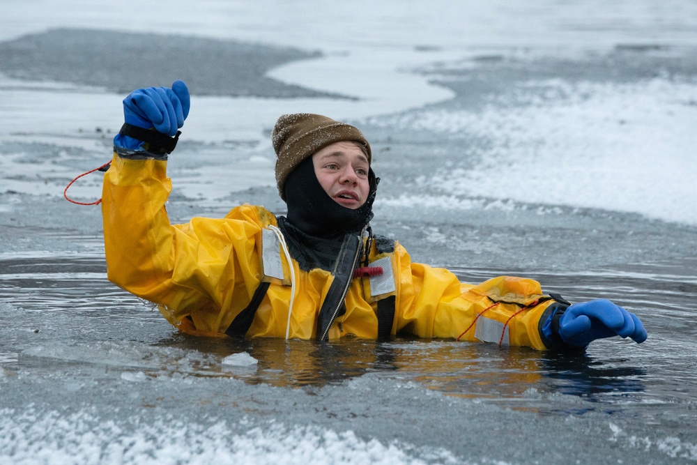 JBER firefighters conduct ice rescue training