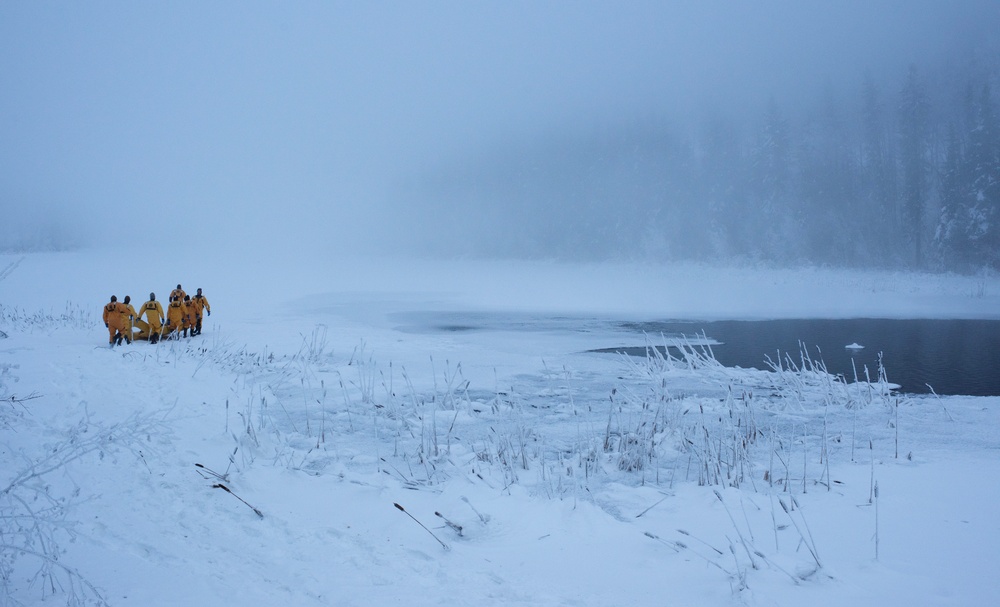 JBER firefighters conduct ice rescue training