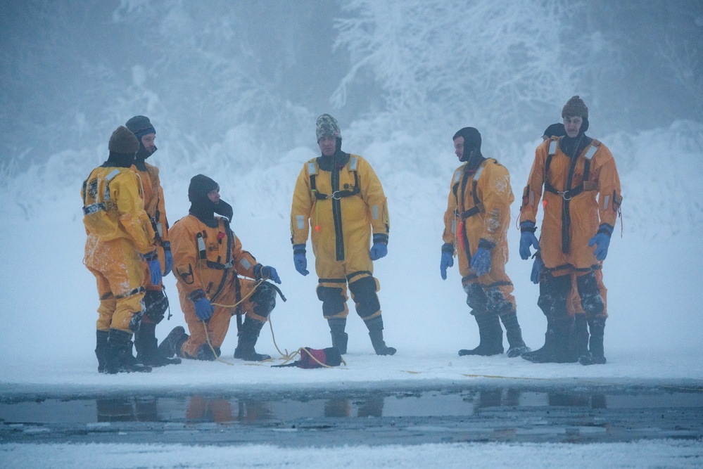 JBER firefighters conduct ice rescue training