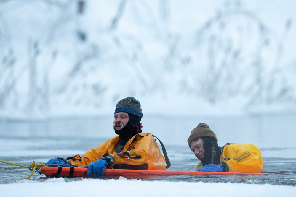 JBER firefighters conduct ice rescue training