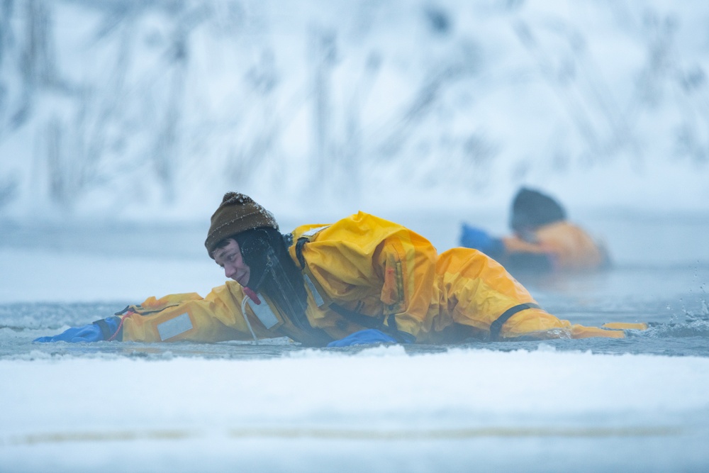 JBER firefighters conduct ice rescue training