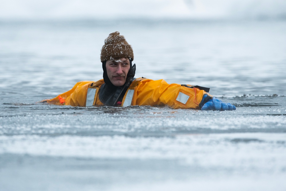 JBER firefighters conduct ice rescue training