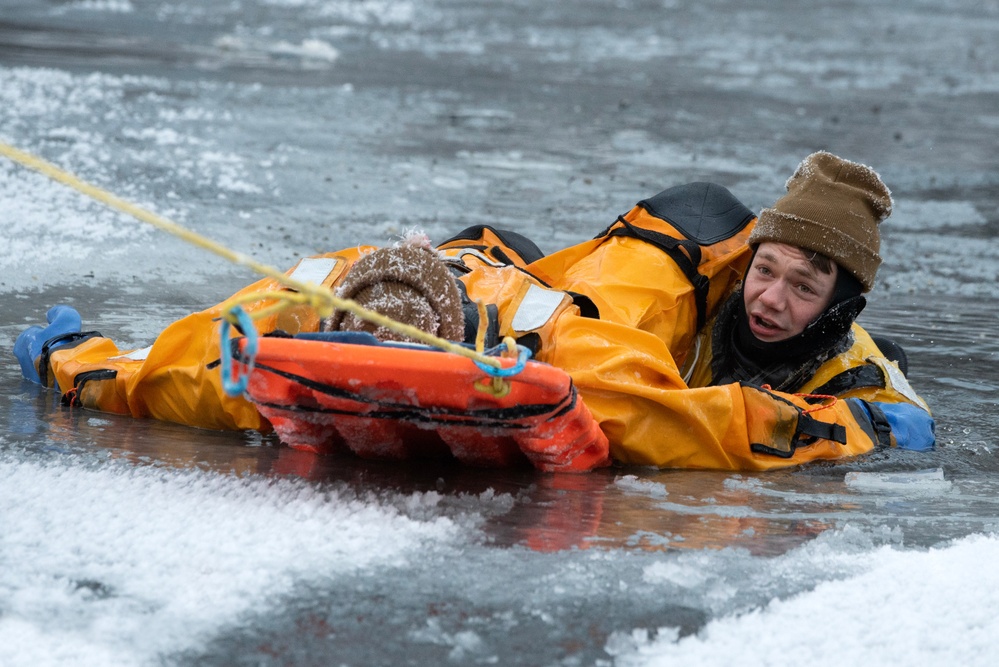 JBER firefighters conduct ice rescue training