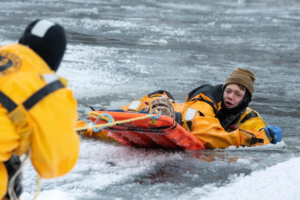 JBER firefighters conduct ice rescue training