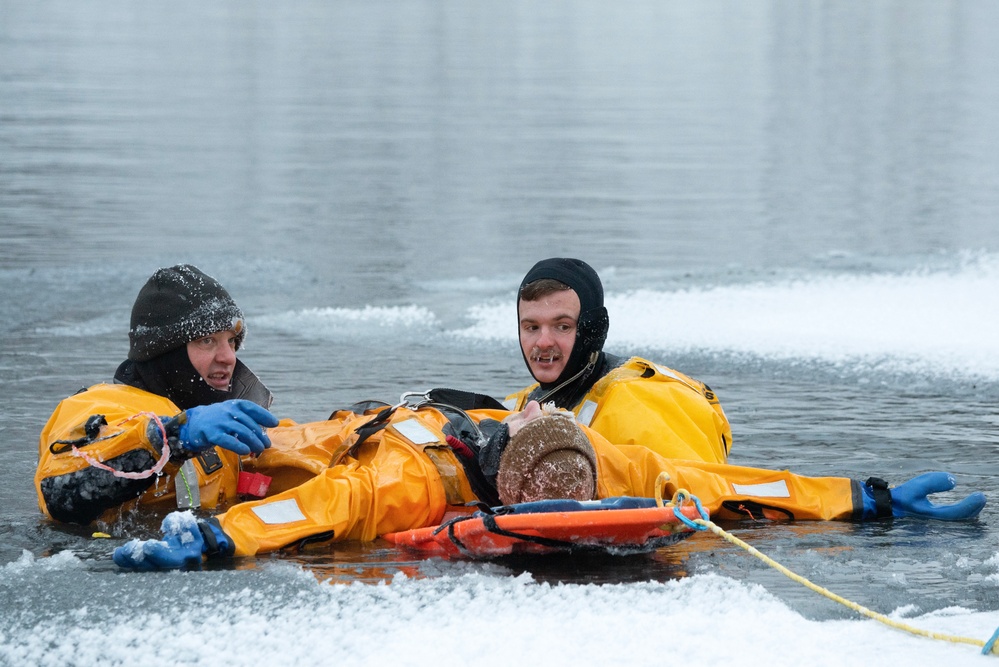 JBER firefighters conduct ice rescue training